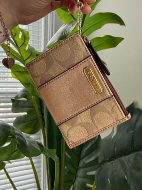 Coach Metallic Gold Signature Card Holder Wristlet